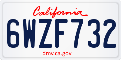 CA license plate 6WZF732