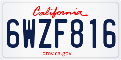 CA license plate 6WZF816