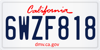 CA license plate 6WZF818