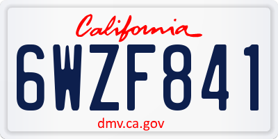 CA license plate 6WZF841