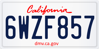 CA license plate 6WZF857