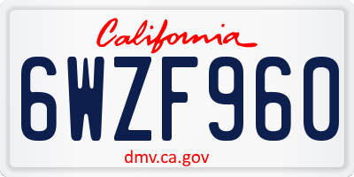 CA license plate 6WZF960