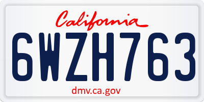 CA license plate 6WZH763