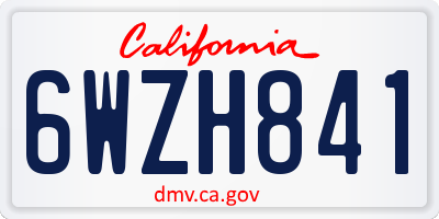 CA license plate 6WZH841