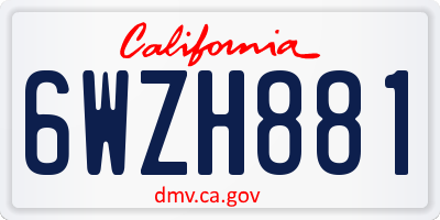 CA license plate 6WZH881