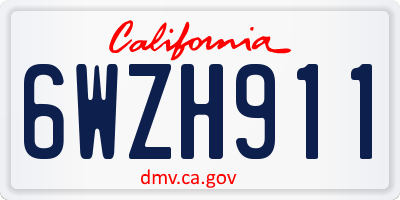 CA license plate 6WZH911