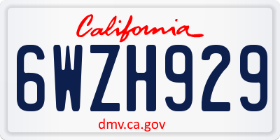 CA license plate 6WZH929
