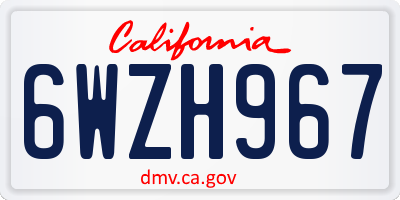CA license plate 6WZH967