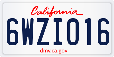 CA license plate 6WZI016