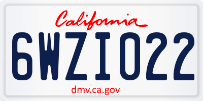 CA license plate 6WZI022