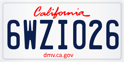 CA license plate 6WZI026