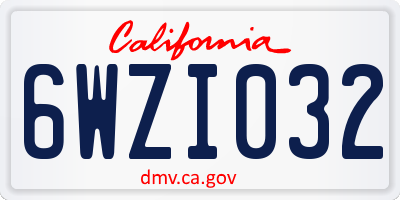 CA license plate 6WZI032
