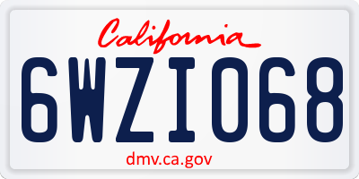 CA license plate 6WZI068