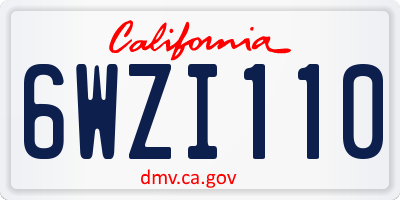 CA license plate 6WZI110