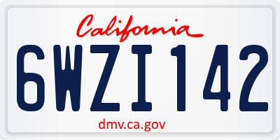 CA license plate 6WZI142