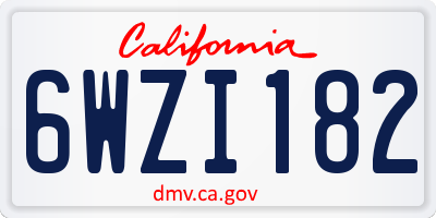 CA license plate 6WZI182
