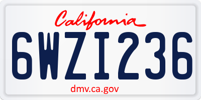 CA license plate 6WZI236