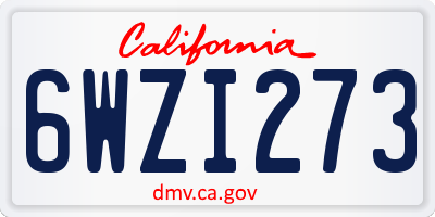 CA license plate 6WZI273
