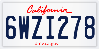 CA license plate 6WZI278