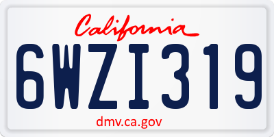 CA license plate 6WZI319