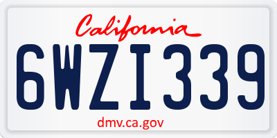 CA license plate 6WZI339