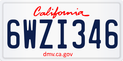 CA license plate 6WZI346
