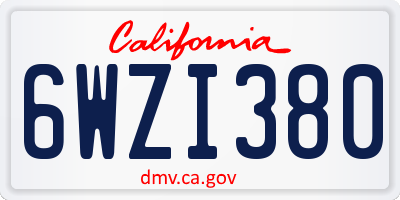 CA license plate 6WZI380