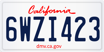 CA license plate 6WZI423