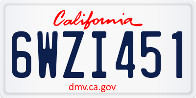 CA license plate 6WZI451
