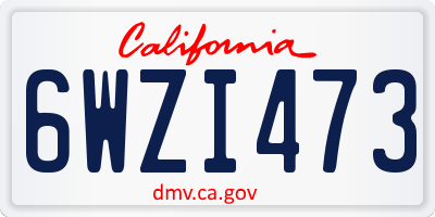 CA license plate 6WZI473