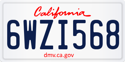 CA license plate 6WZI568