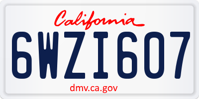 CA license plate 6WZI607