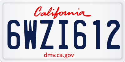 CA license plate 6WZI612