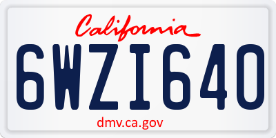 CA license plate 6WZI640