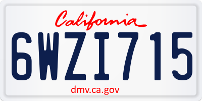 CA license plate 6WZI715