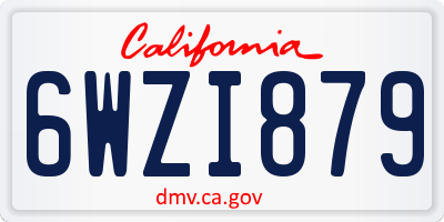 CA license plate 6WZI879