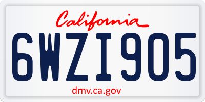 CA license plate 6WZI905