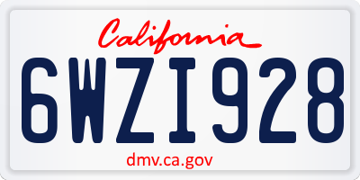 CA license plate 6WZI928