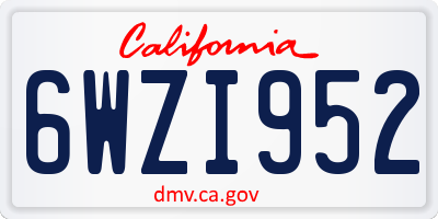 CA license plate 6WZI952