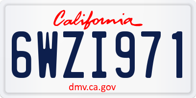 CA license plate 6WZI971