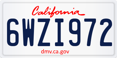 CA license plate 6WZI972