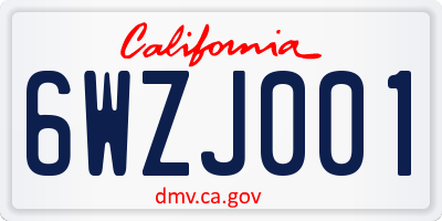 CA license plate 6WZJ001
