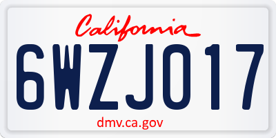 CA license plate 6WZJ017