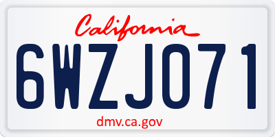 CA license plate 6WZJ071