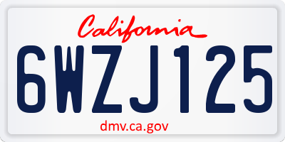 CA license plate 6WZJ125