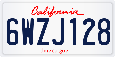 CA license plate 6WZJ128