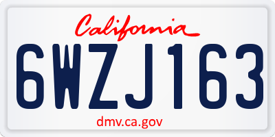 CA license plate 6WZJ163