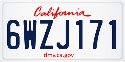 CA license plate 6WZJ171
