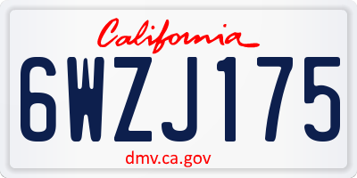 CA license plate 6WZJ175