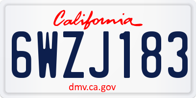 CA license plate 6WZJ183